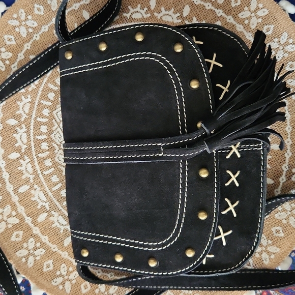 NEW Black suede studded shoulder/cross body bag. - Picture 7 of 8